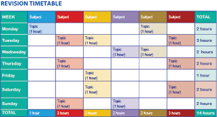 Image of Year 11 revision timetable
