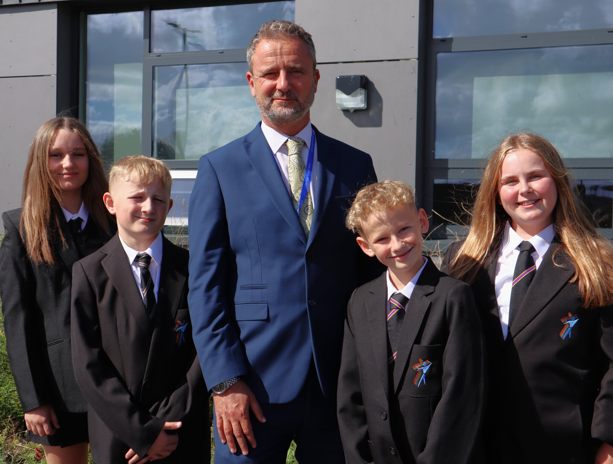 Headteacher Mr Corbett with students at Lytham St Annes High School