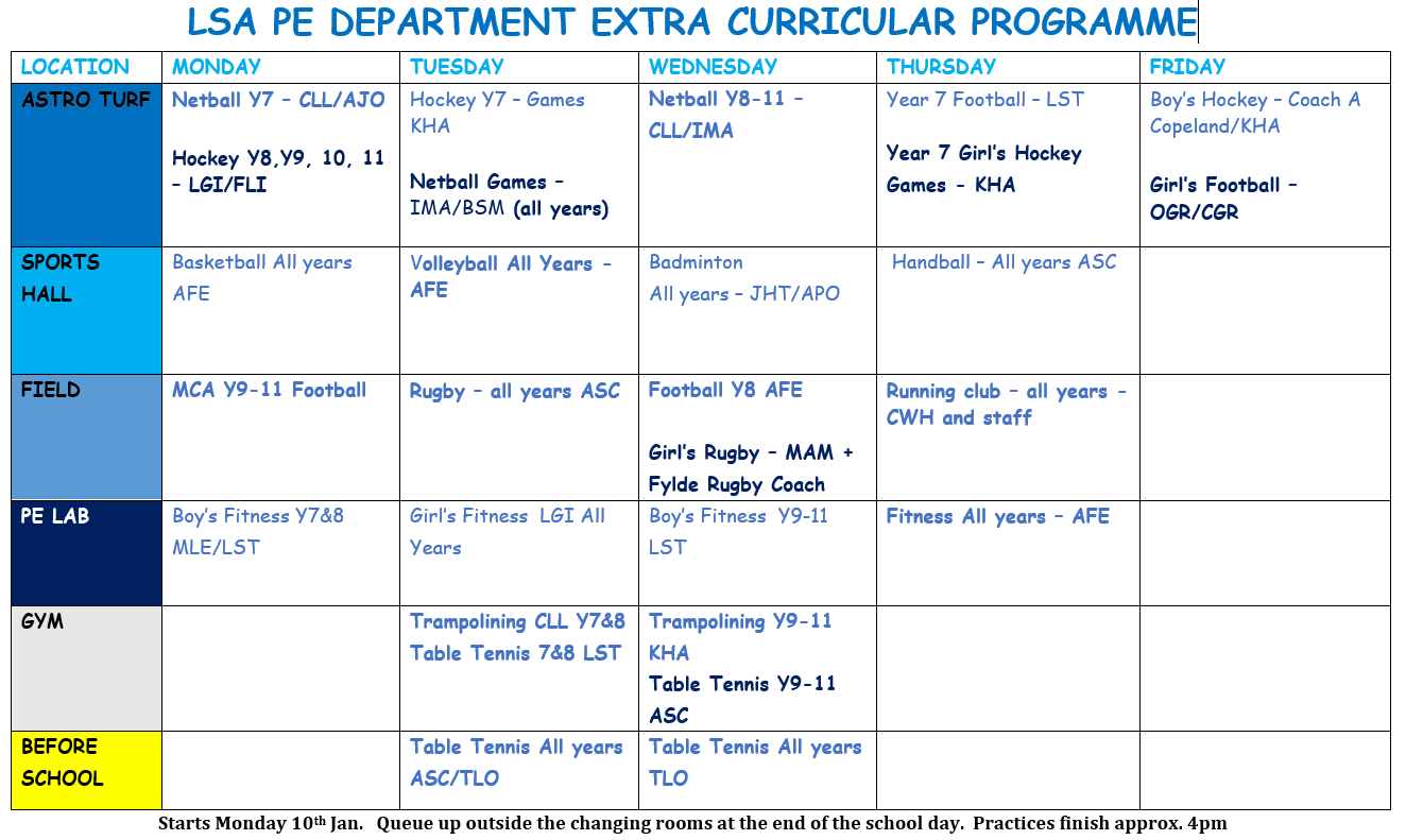 Image of PE Extra Curricular