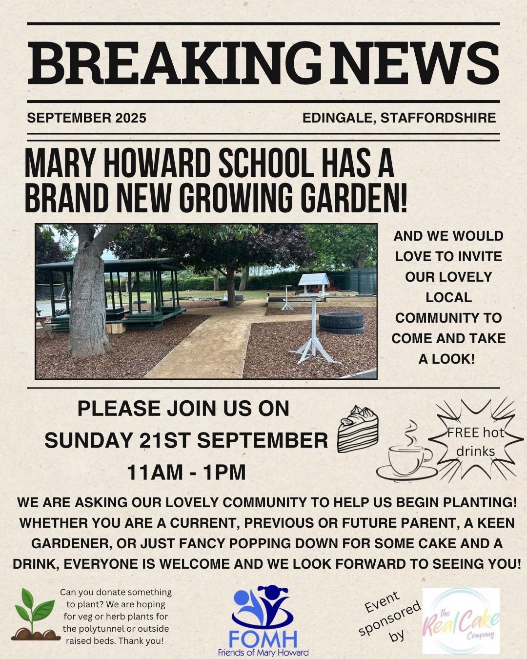 Image of Celebration and Grand opening of our Growing Garden- all welcome