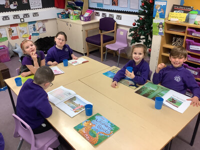 Image of Starfish reading and hot chocolate