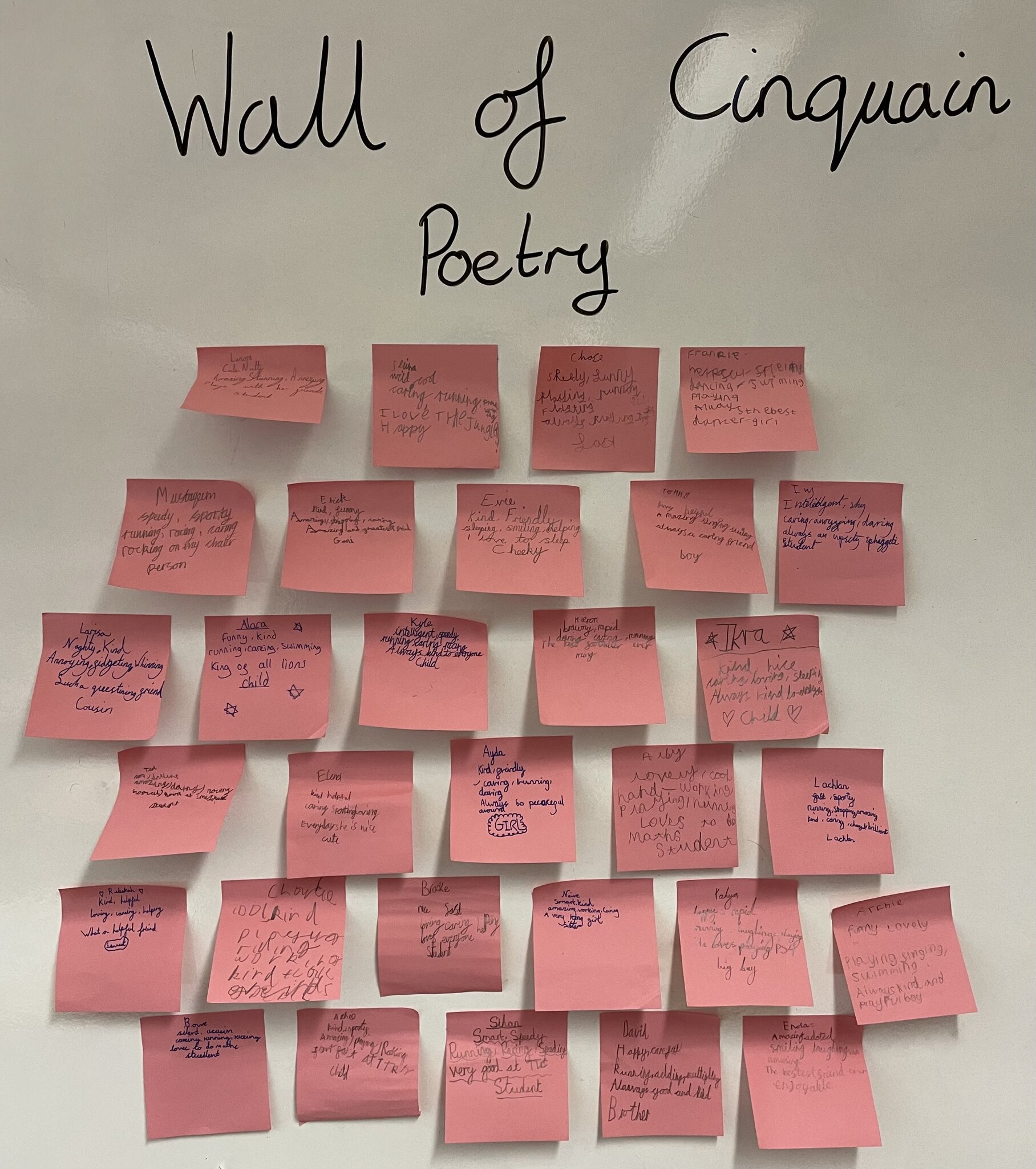 Image of Year 3  & 4 Cinquain Poetry