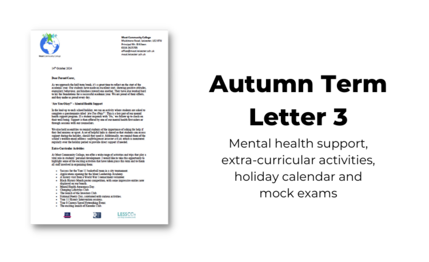 Image of Autumn Term Letter 3 October 2024