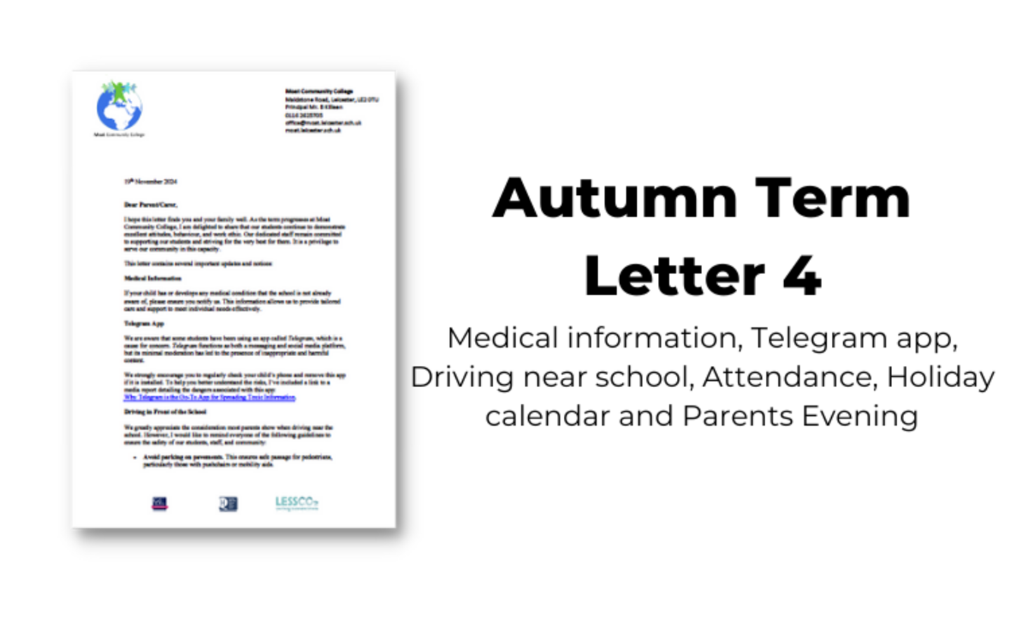 Image of Autumn Term Letter 4 November 2024