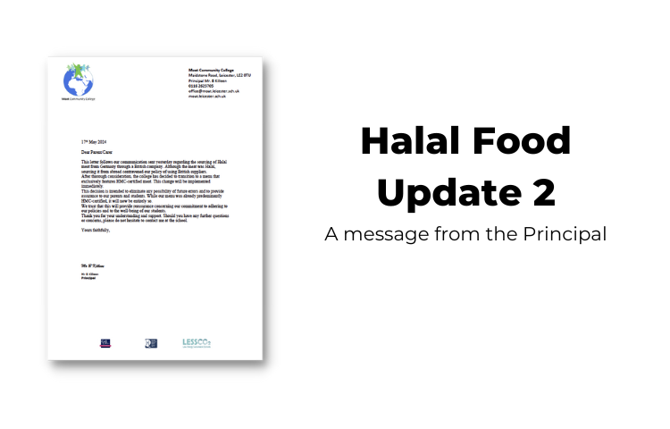Image of Halal food at Moat - A message from the Principal