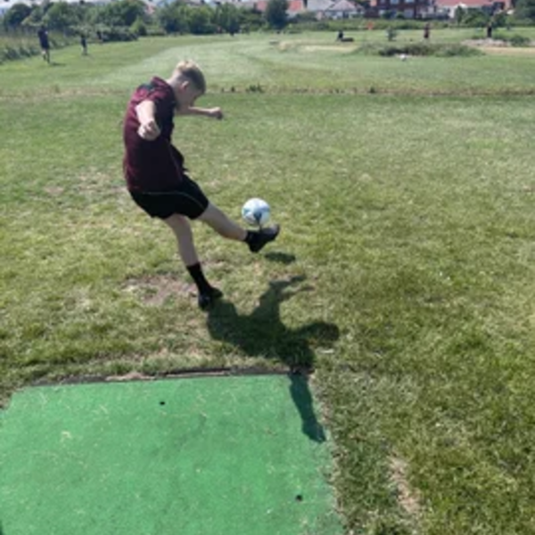 Image of Year 7 and 8: A very warm and enjoyable afternoon was spent at TeeTime Golf Centre today for the Blackpool School's Footgolf tournament. 