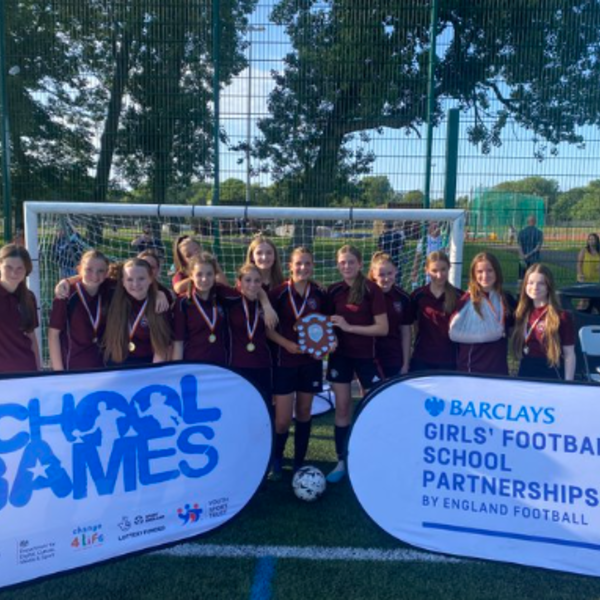 Image of Girls' Football Champions: A late but successful night at Stanley Park last night as we bring home the shield.