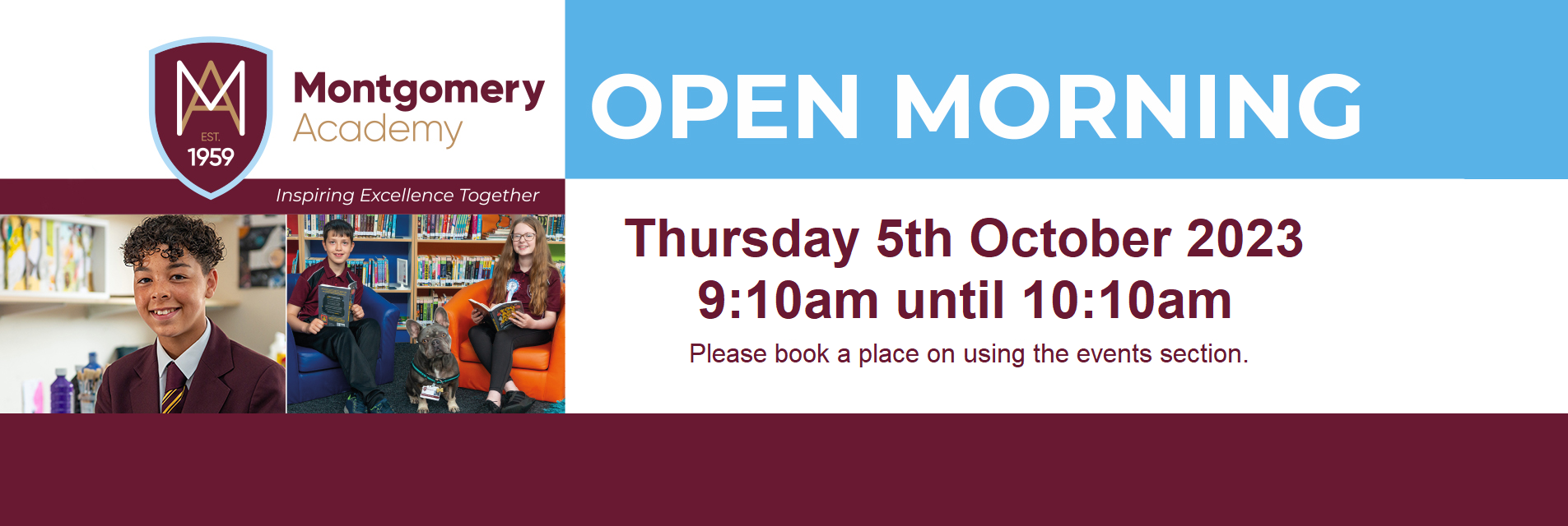 Image of Montgomery Open Morning - Thursday, October 5th from 9.10am to 10.10am