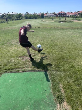 Image of Year 7 and 8: A very warm and enjoyable afternoon was spent at TeeTime Golf Centre today for the Blackpool School's Footgolf tournament. 