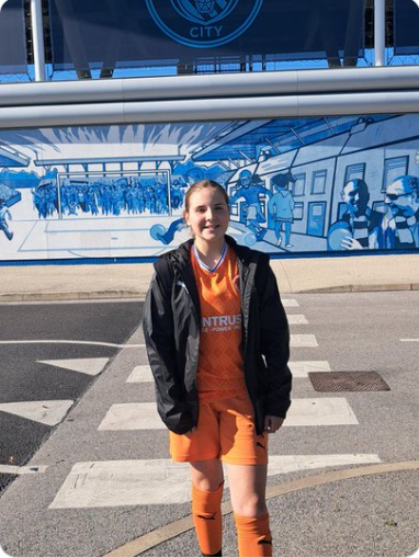 Image of Football favourite: Y8 student Lily continued her superb development with an impressive performance last night for Blackpool ETC in a win over Manchester City