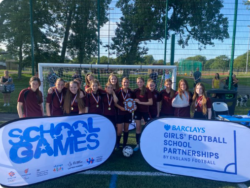 Image of Girls' Football Champions: A late but successful night at Stanley Park last night as we bring home the shield.
