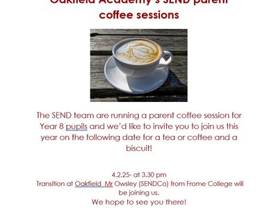 Image of SEND Coffee Session  Year 8 Parents