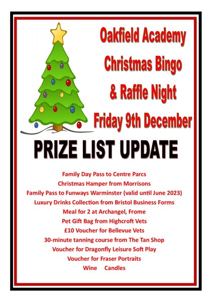 Image of Oakfield Academy Christmas Bingo Eveneing 9.12.22