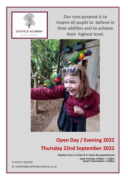 Image of Open day Thursday 22nd September 2022