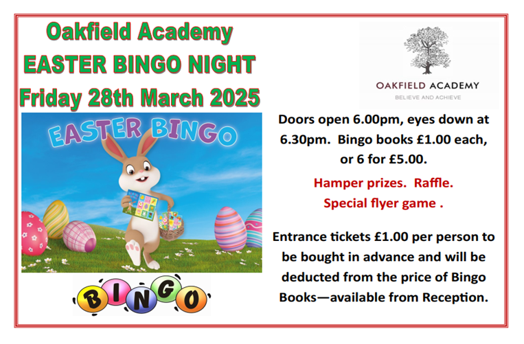 Image of Bingo 28th March 2025