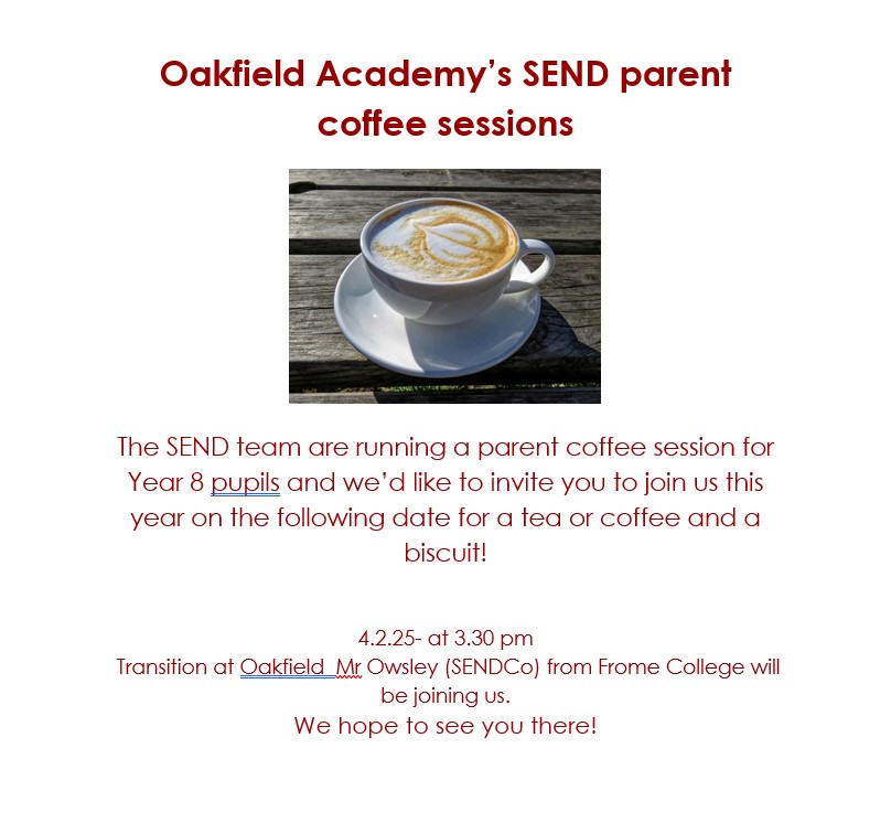 Image of SEND Coffee Session  Year 8 Parents