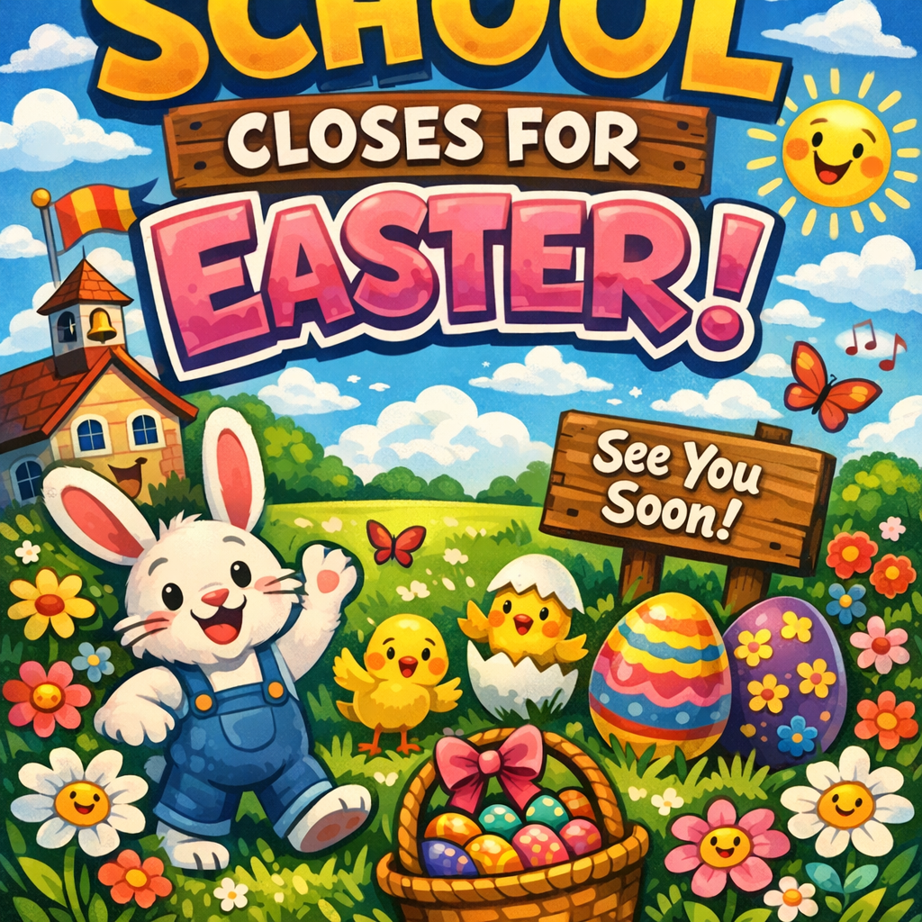Image of School closes at 1pm today for Easter break