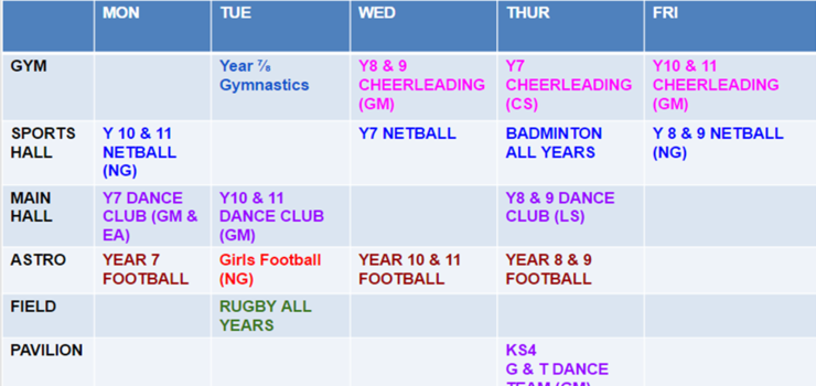 Image of PE Extra Curricular