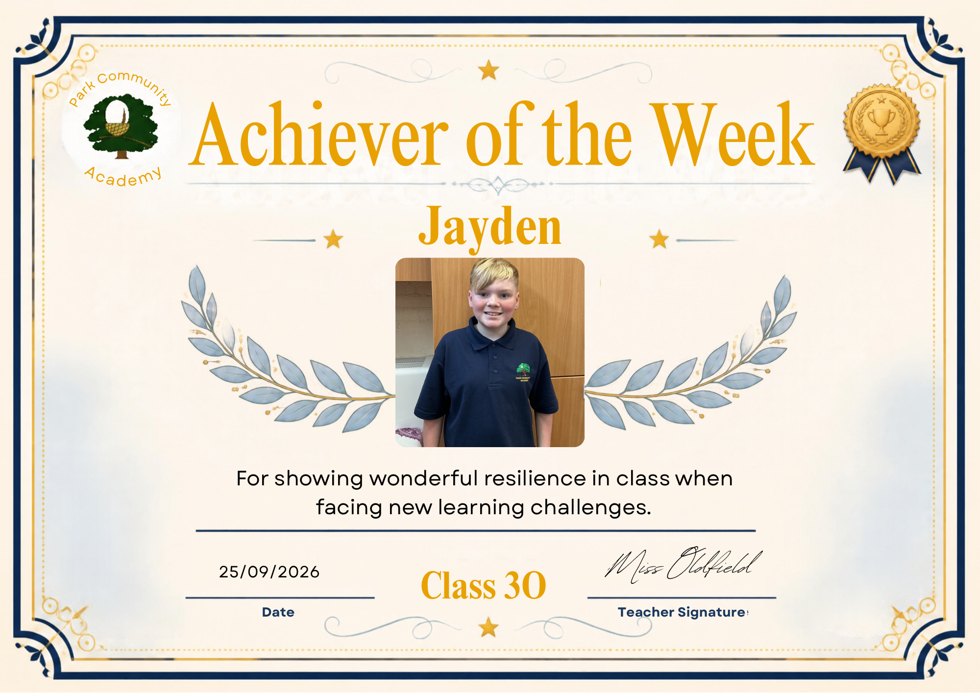 Image of 3O Achiever of the Week