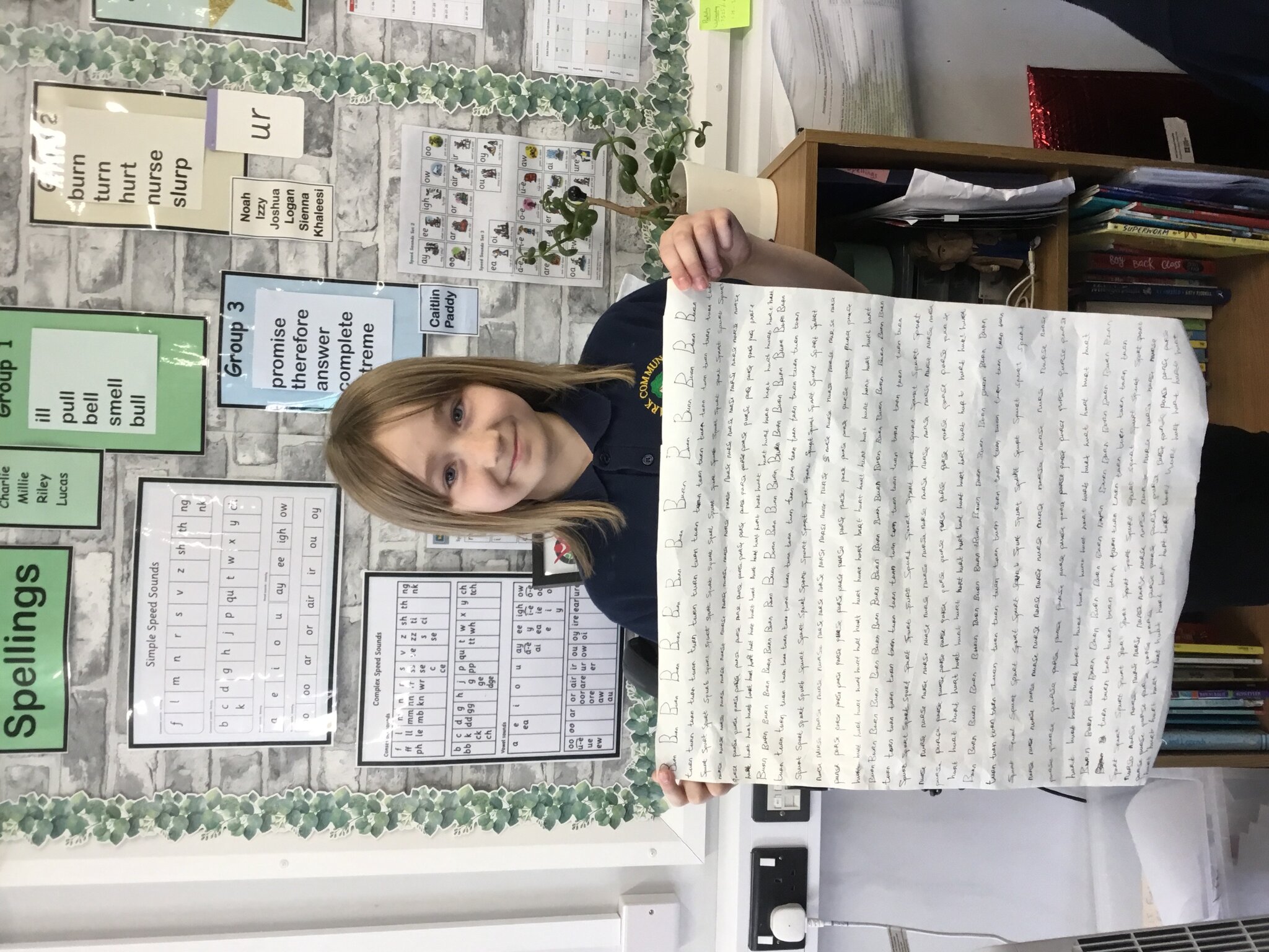 Image of Izzy spelling practice 