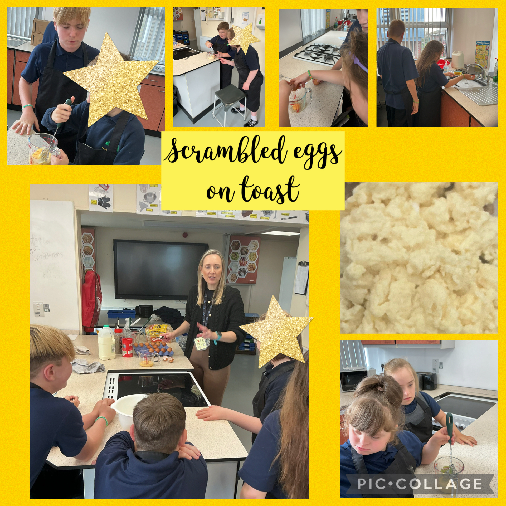 Image of Making scrambled eggs.