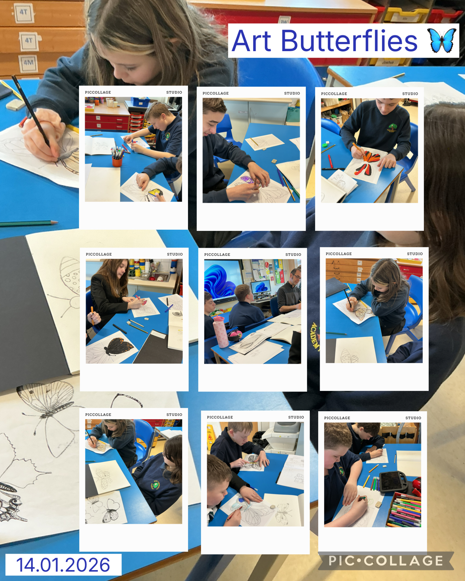 Image of Art drawing butterflies 