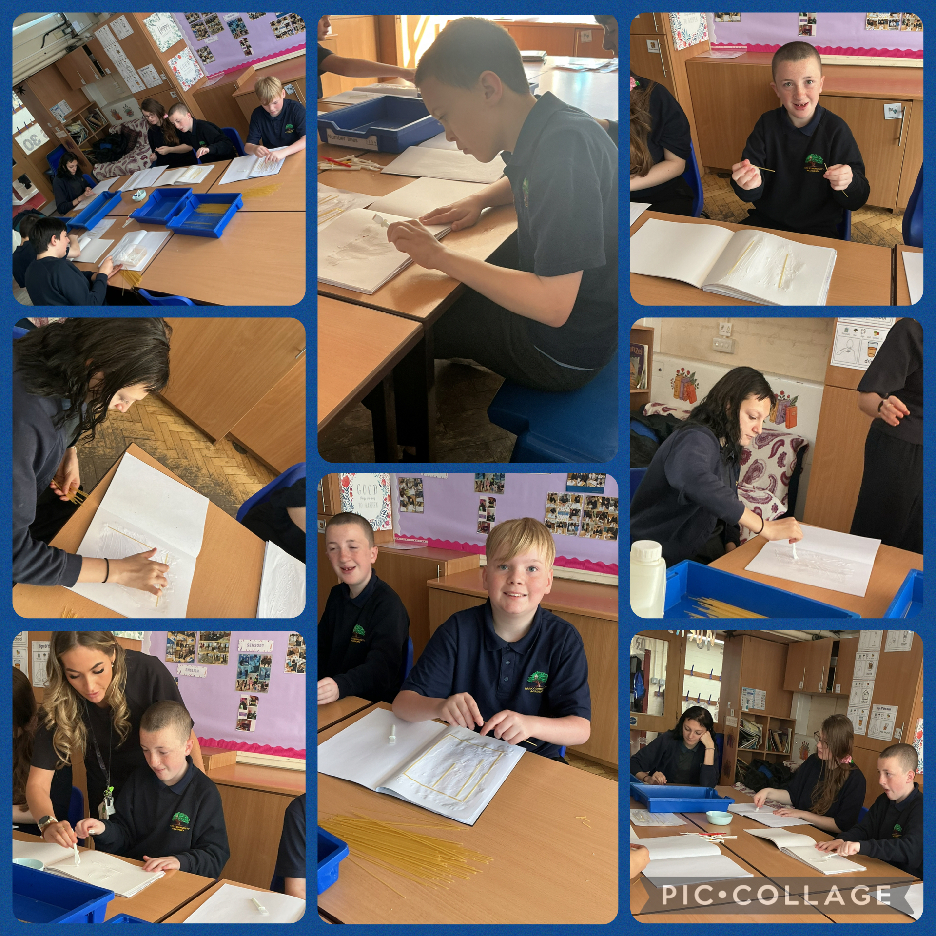 Image of 3o enjoying another Art lesson using different materials 