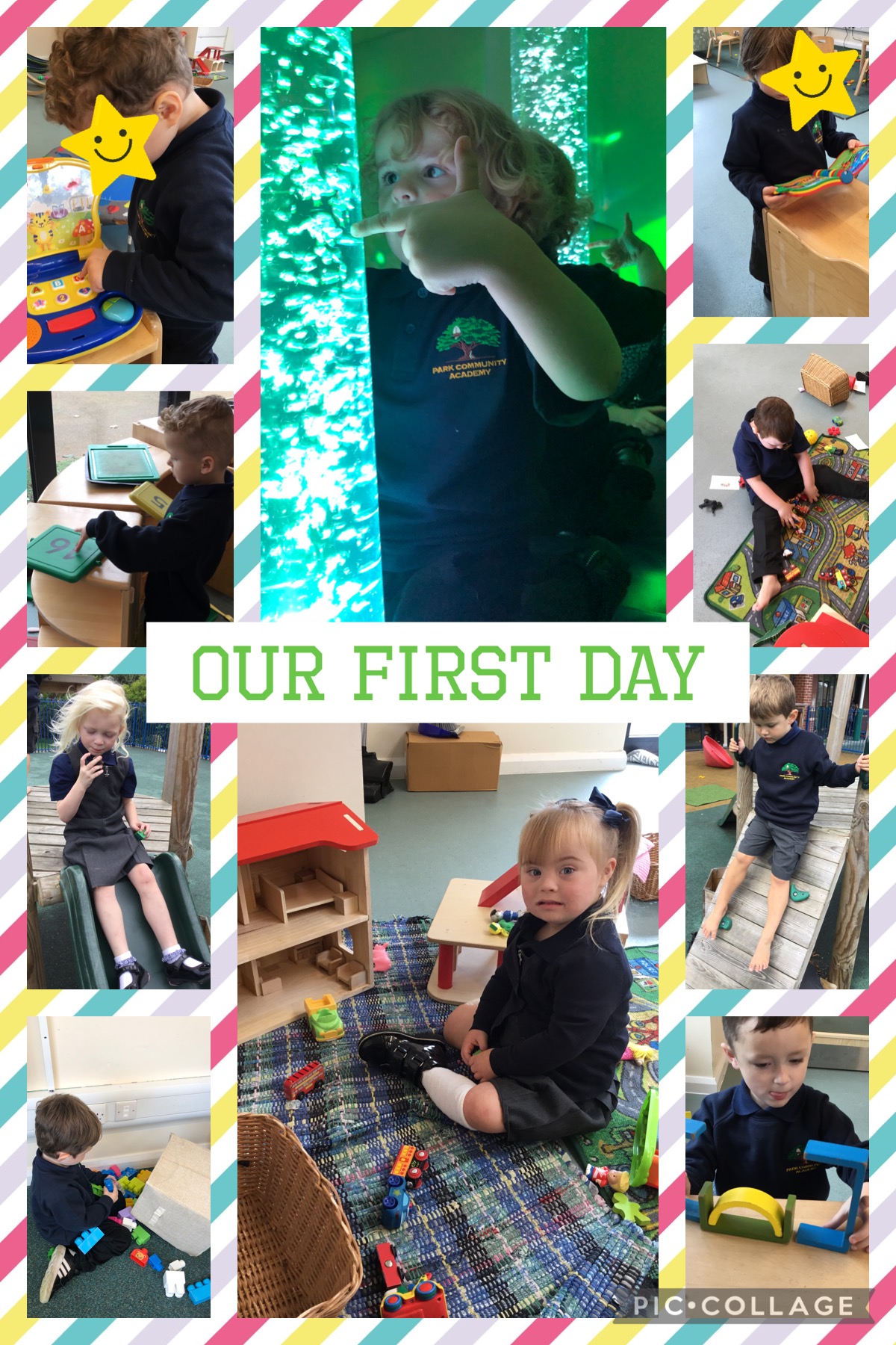 Welcome to 1H! We are so excited for all the fun we’re going to have this year! The day was spent exploring the classroom, playing outside with new friends and having time in the sensory room.
