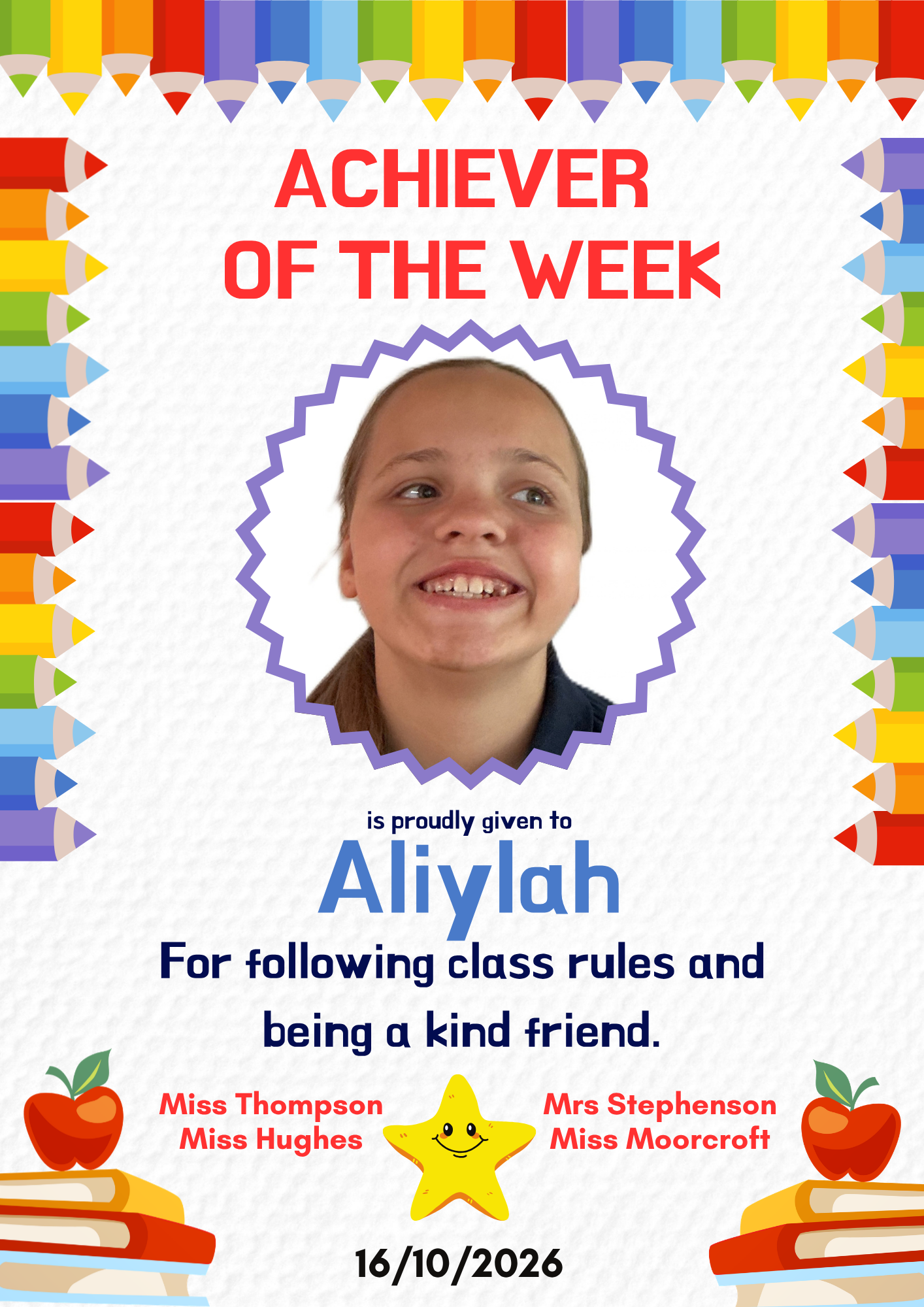 Image of Achiever of the week!