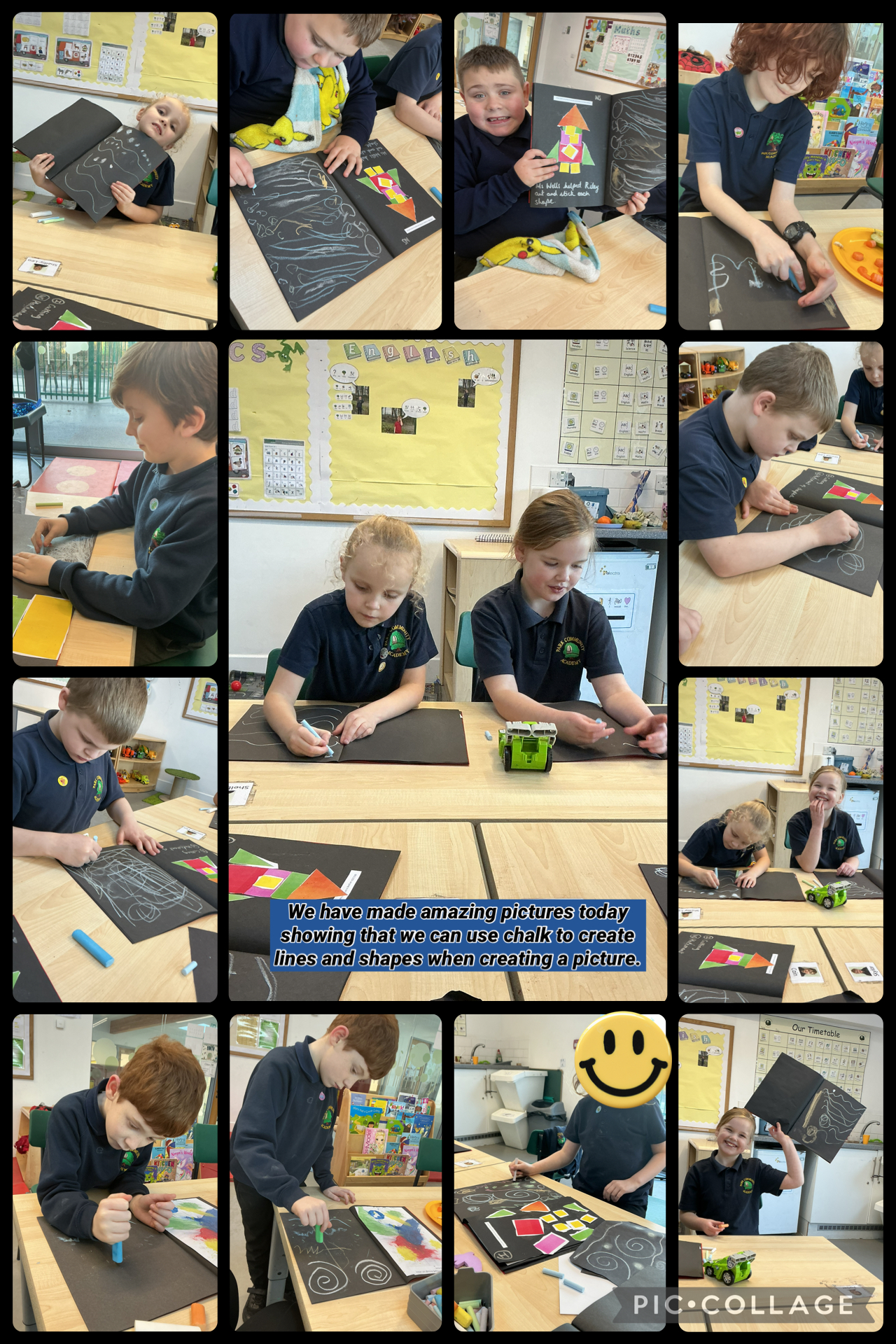 Image of Creating lines and shapes with chalk