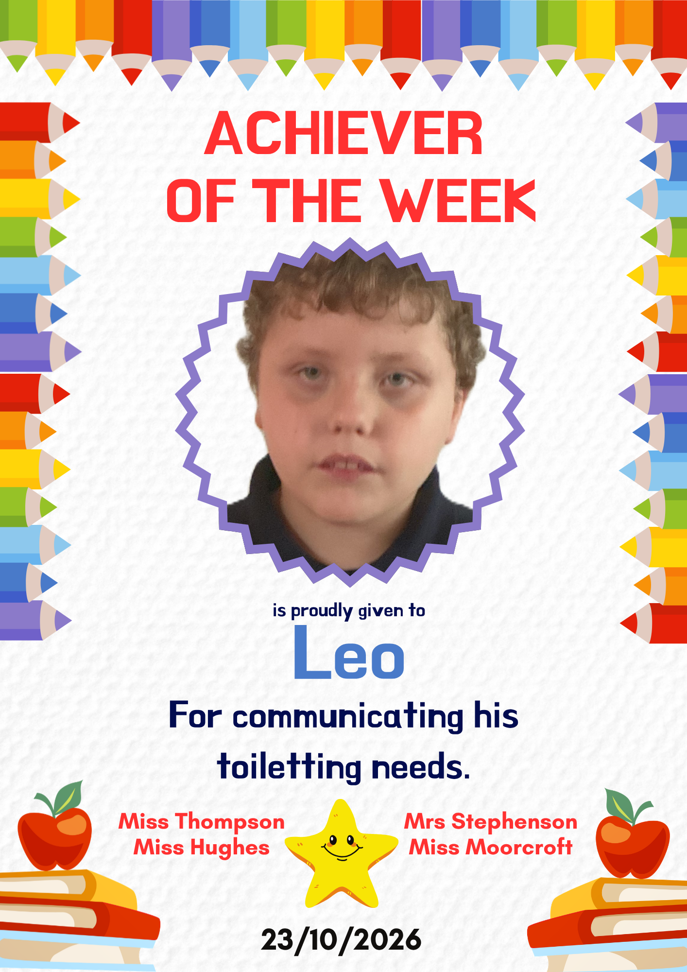 Image of Achiever of the week!