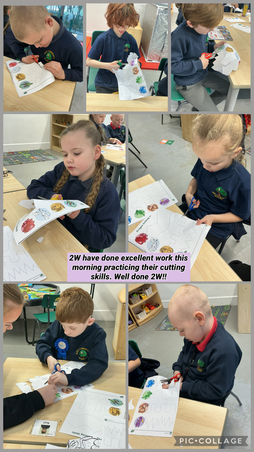 Image of Practicing our cutting skills.