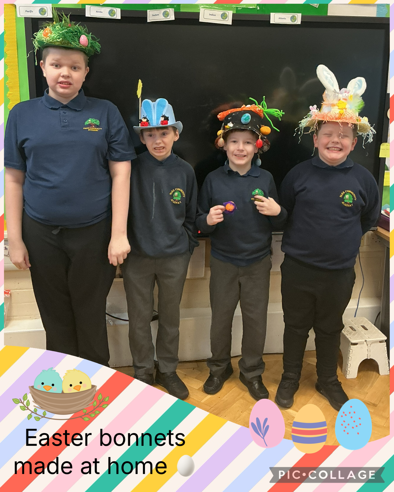 Image of Easter bonnets made at home!