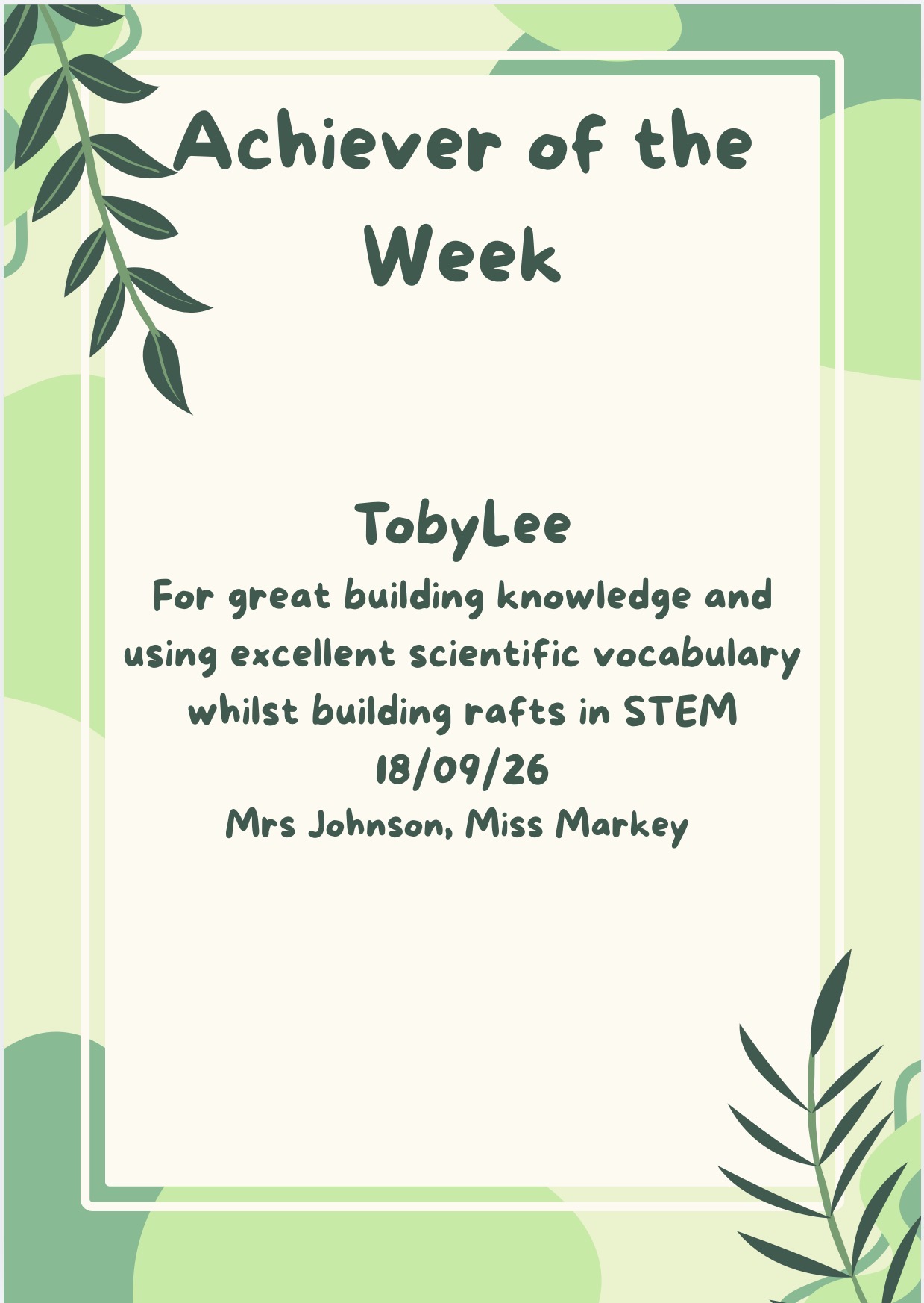 Image of Achiever of the Week
