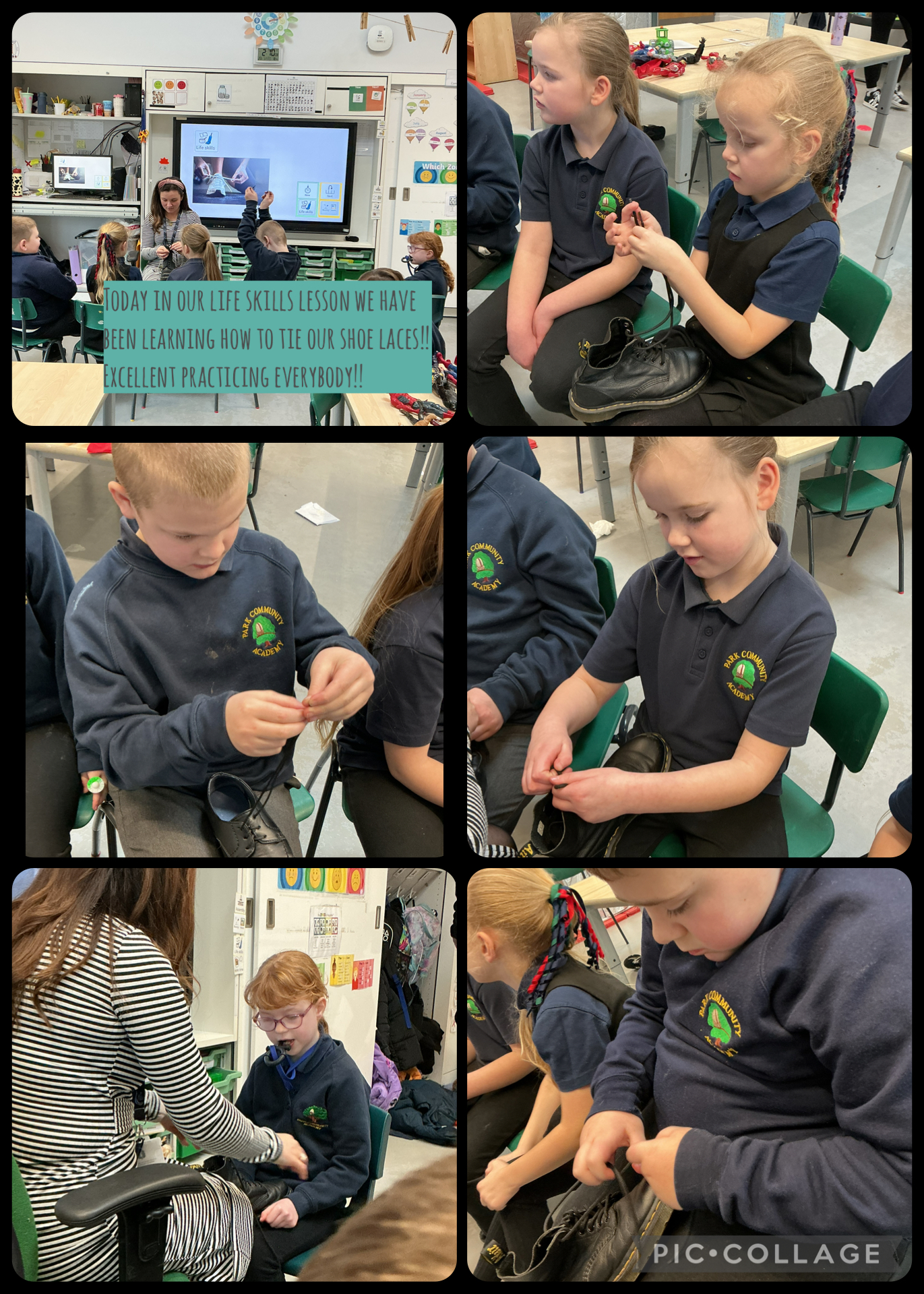 Image of Learning how to tie our shoe laces