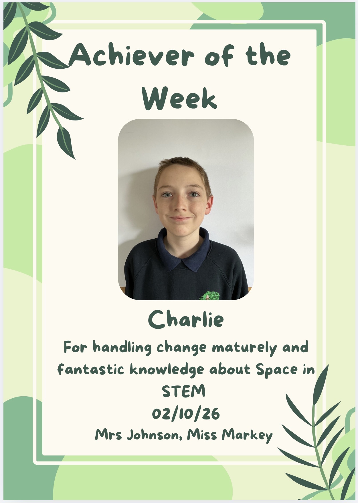 Image of Achiever of the Week