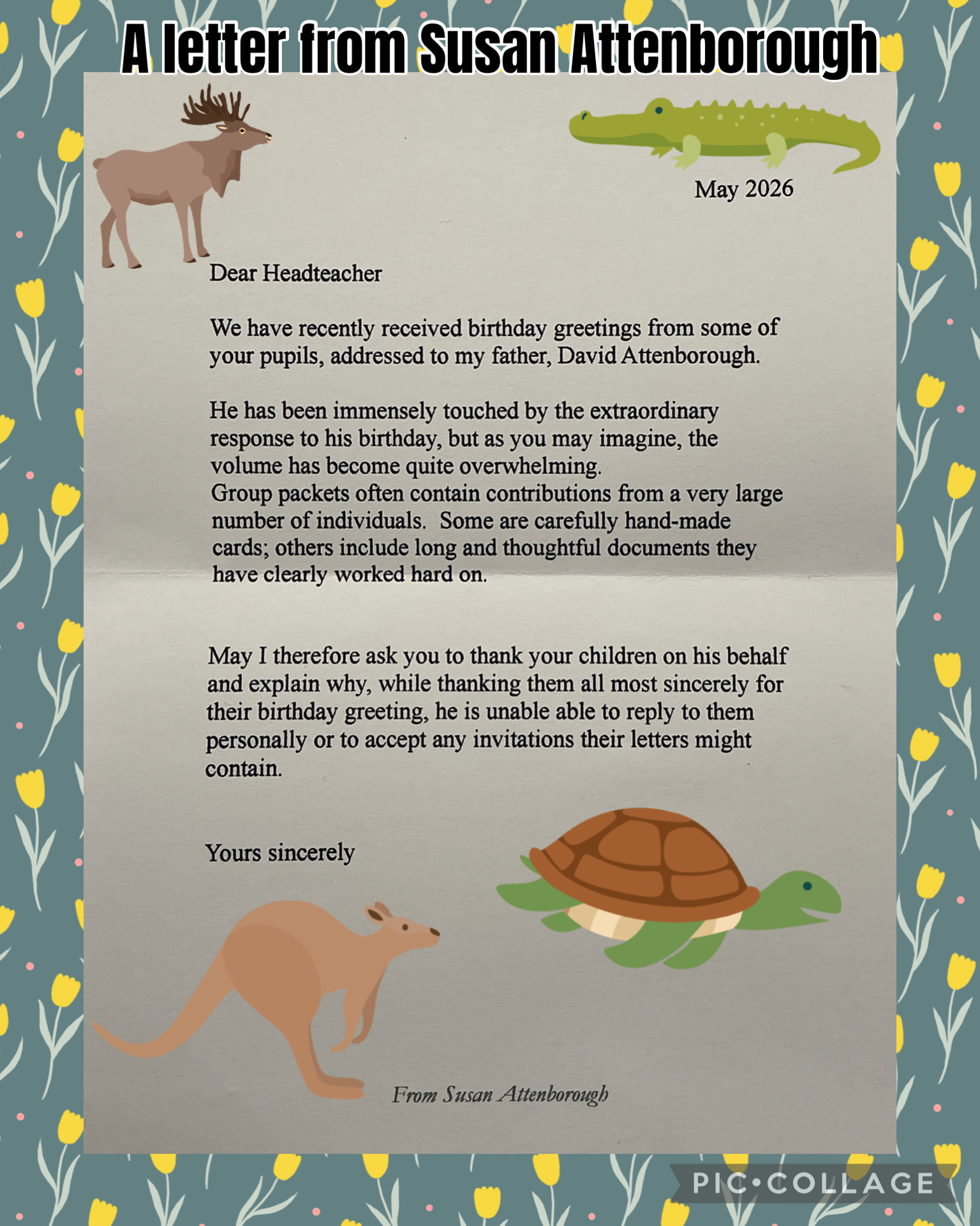 Image of A letter from Susan Attenborough!