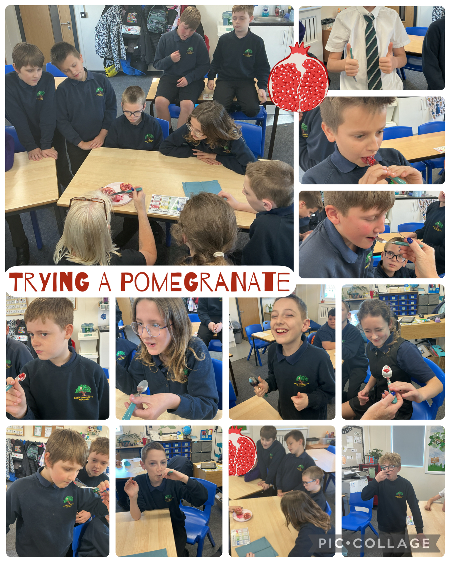 Image of Trying a Promegranate!
