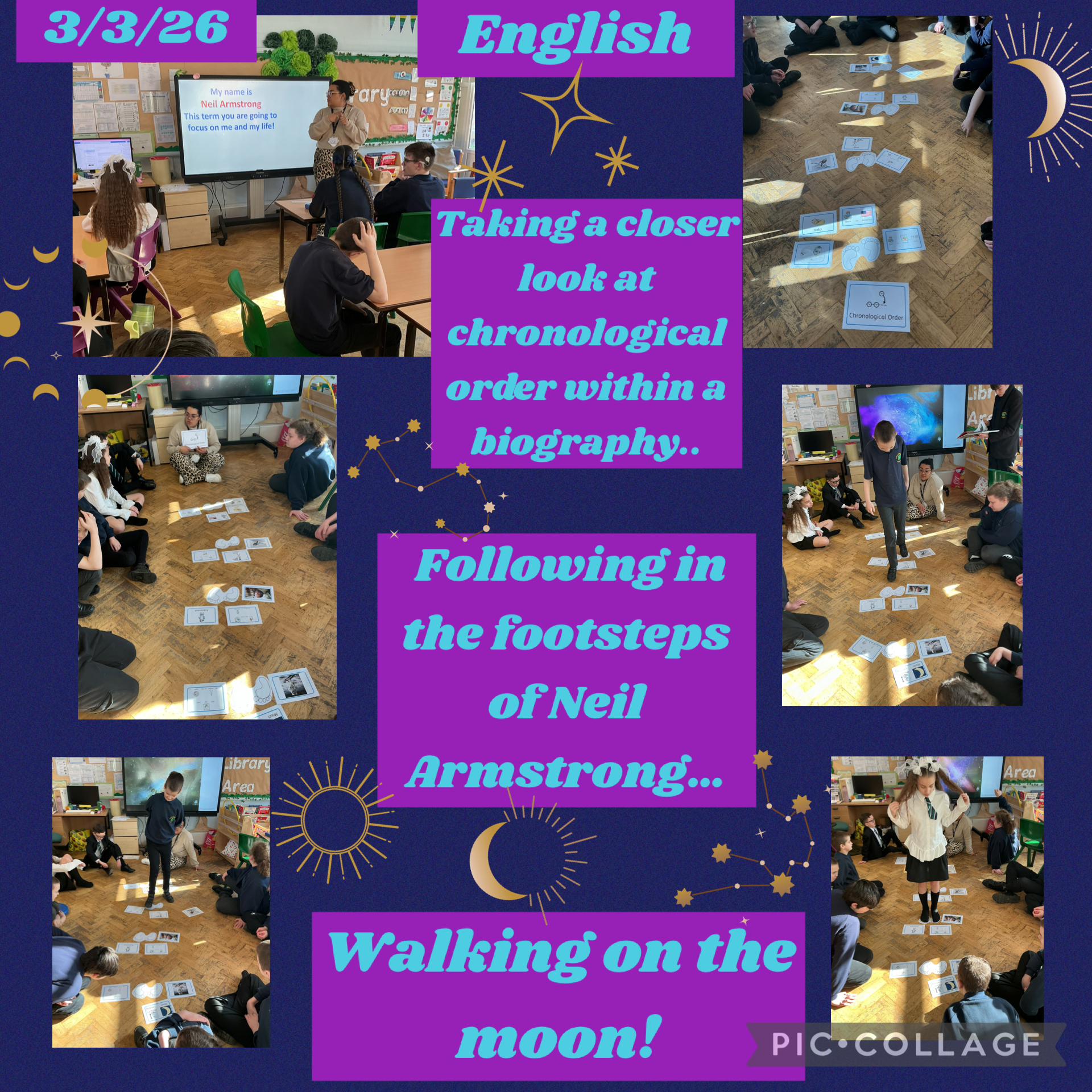 Image of English “ Walking on the moon”