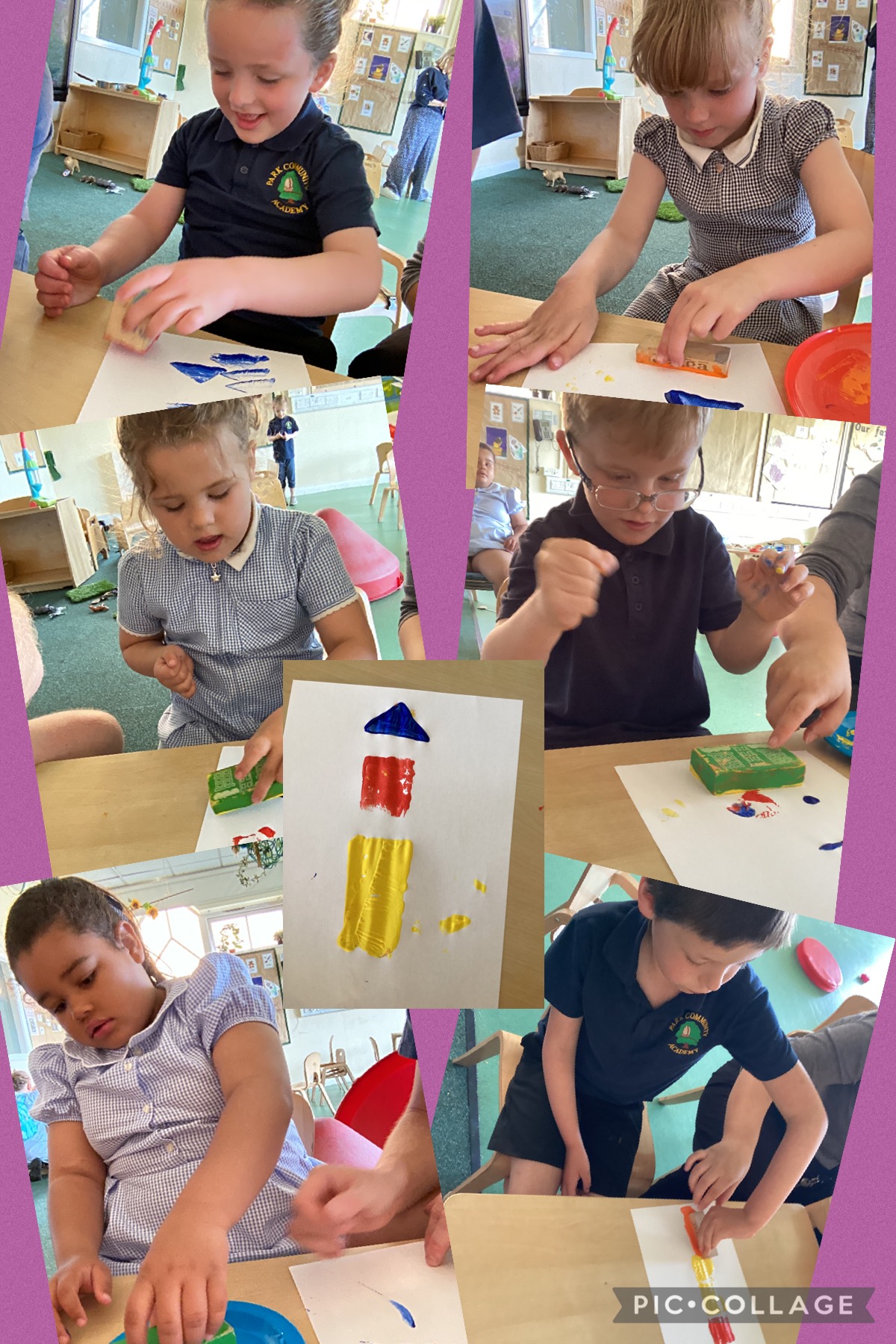 Image of Rocket ship shape painting