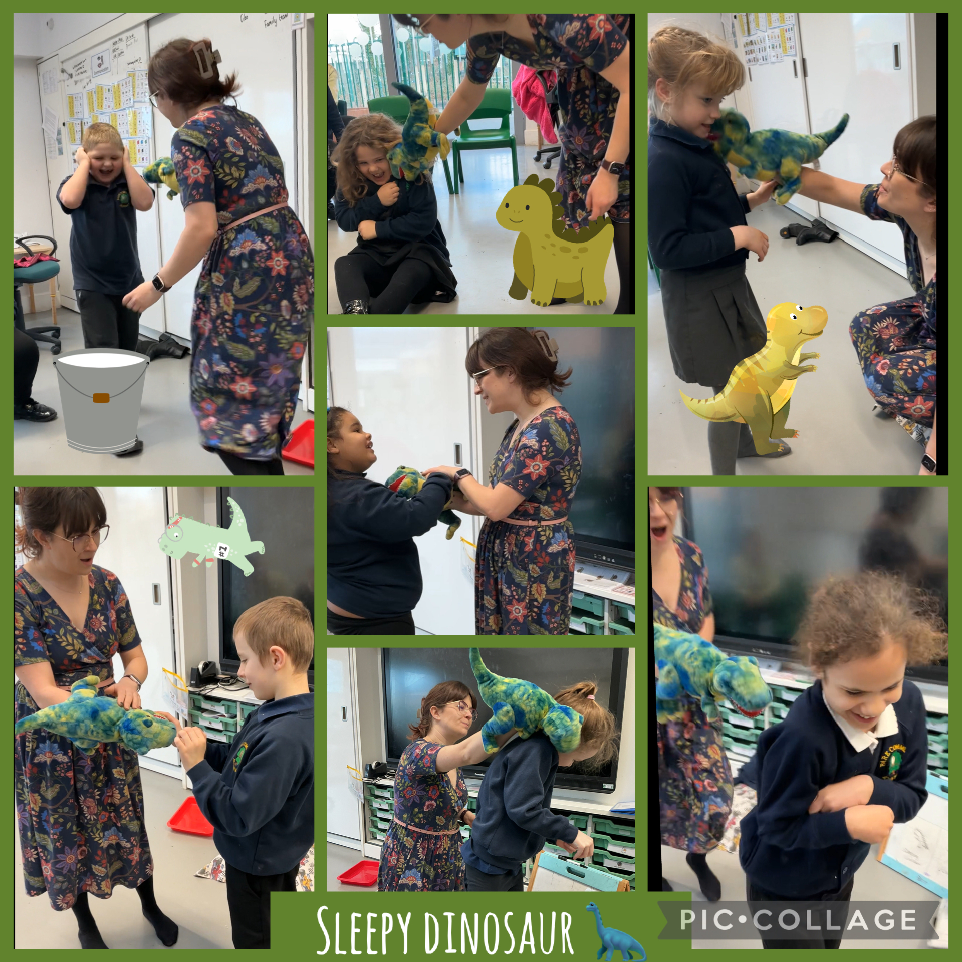 Image of Sleepy dinosaur - bucket