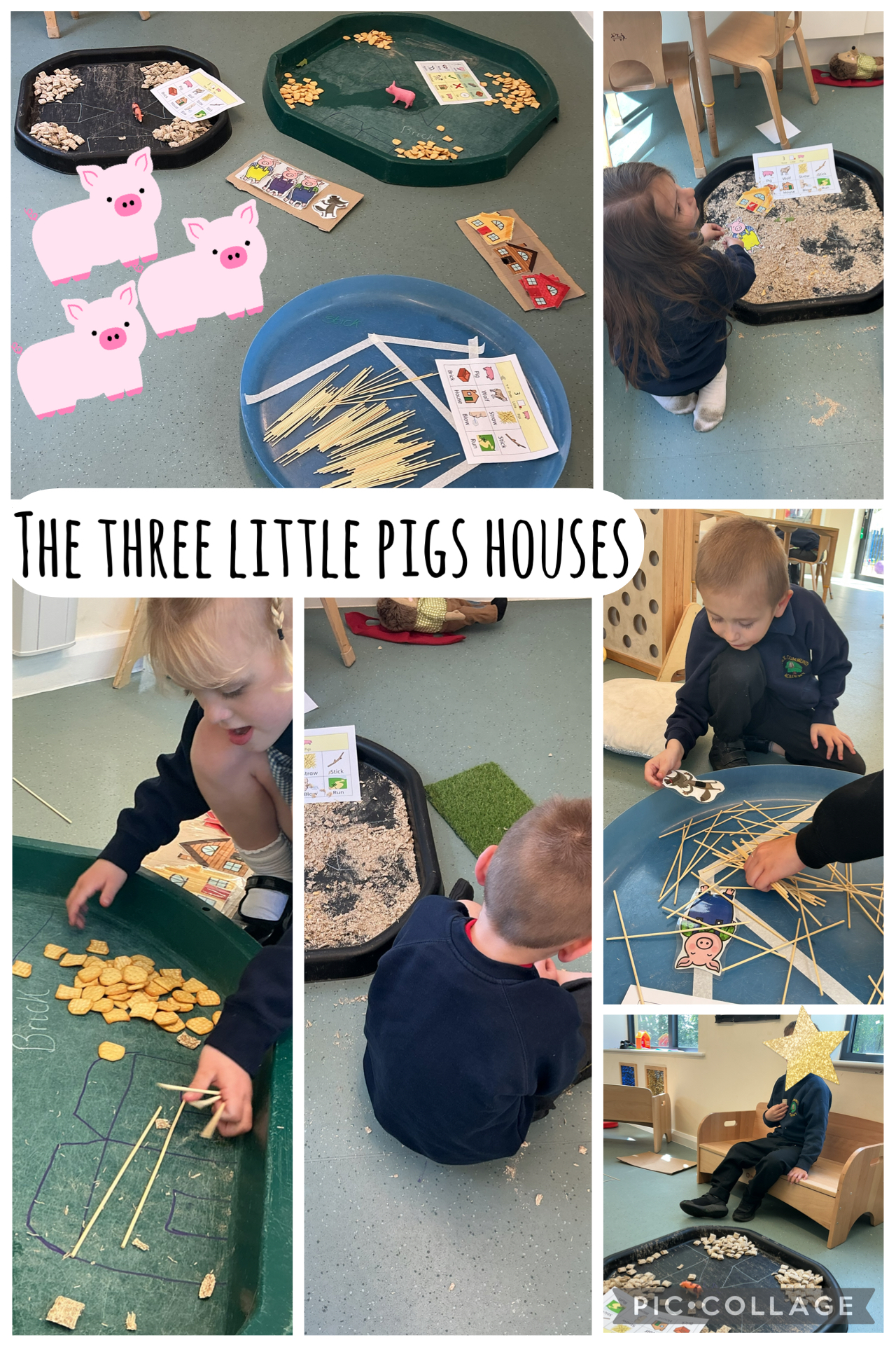 Image of The three little pigs sensory trays