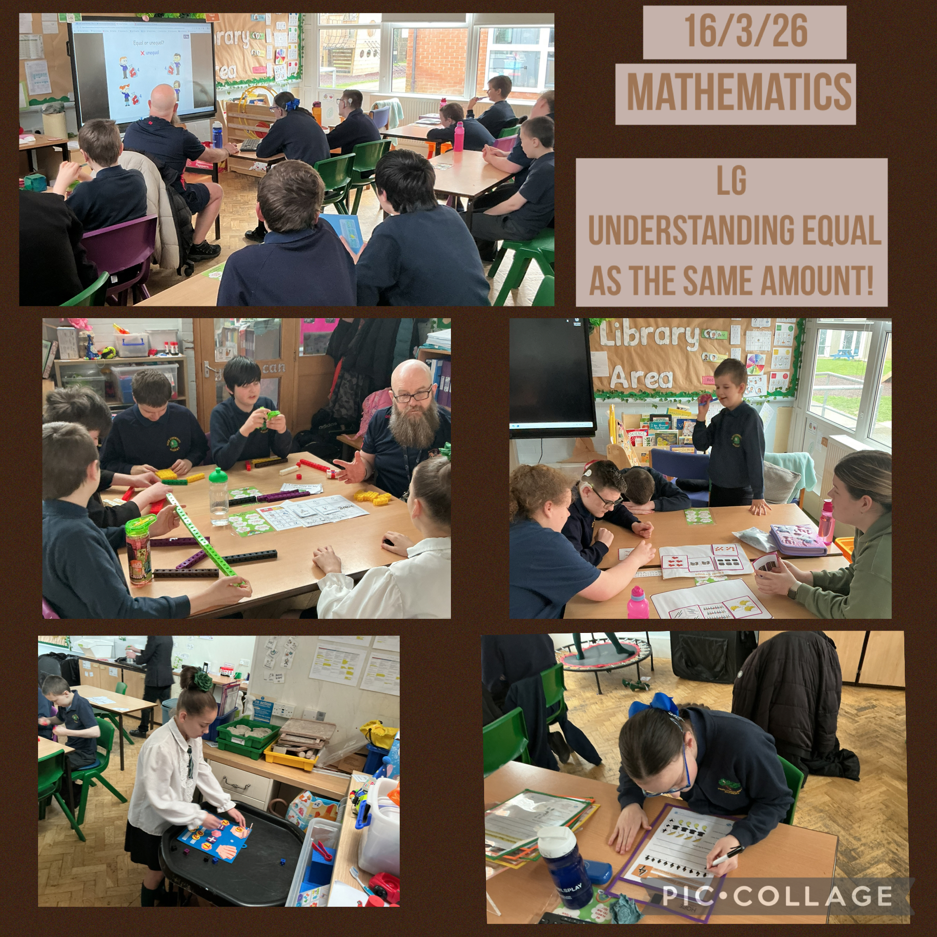 Image of Understanding equal as the same amount in mathematics.