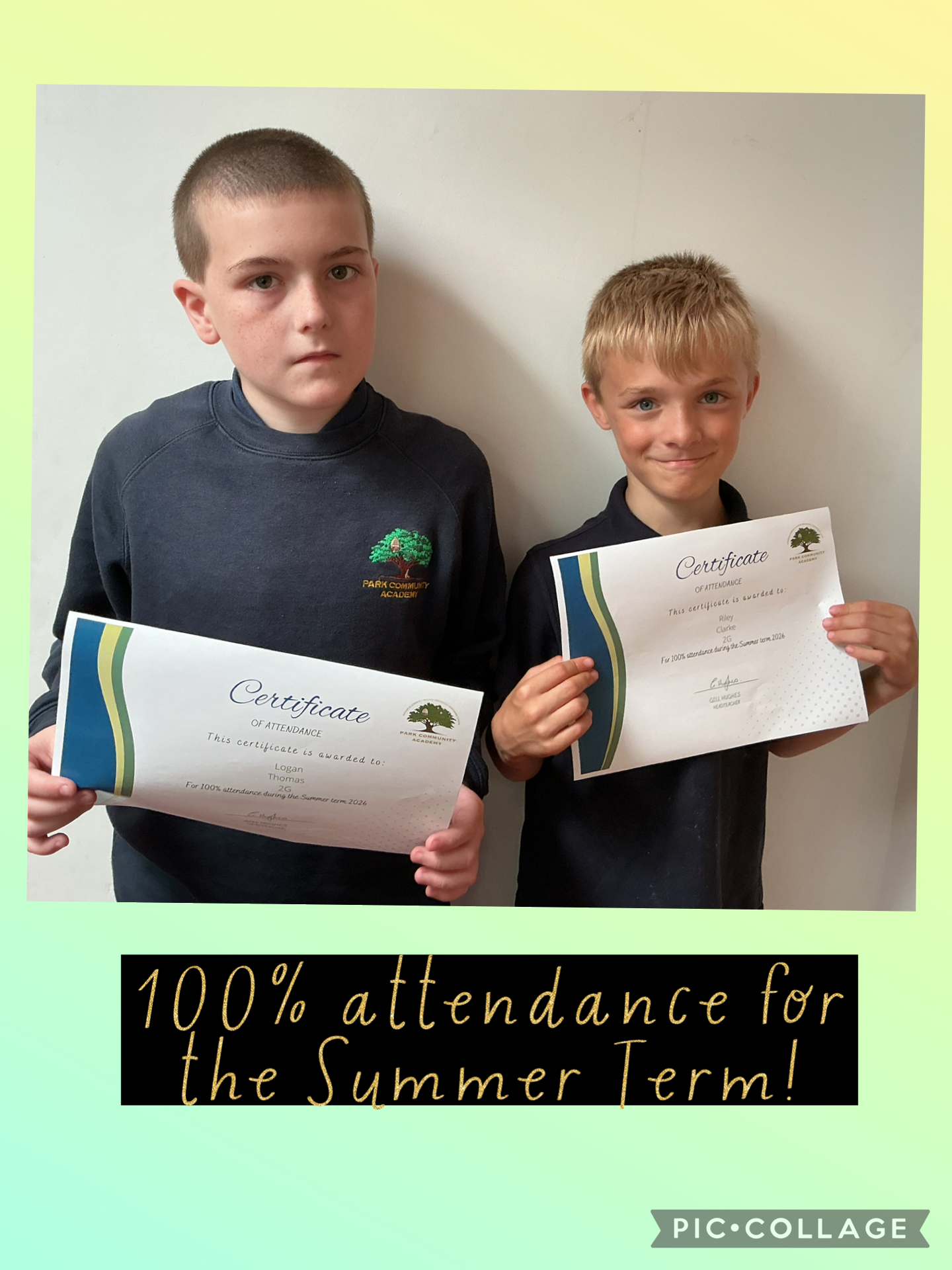 Image of 100% attendance for the Summer Term
