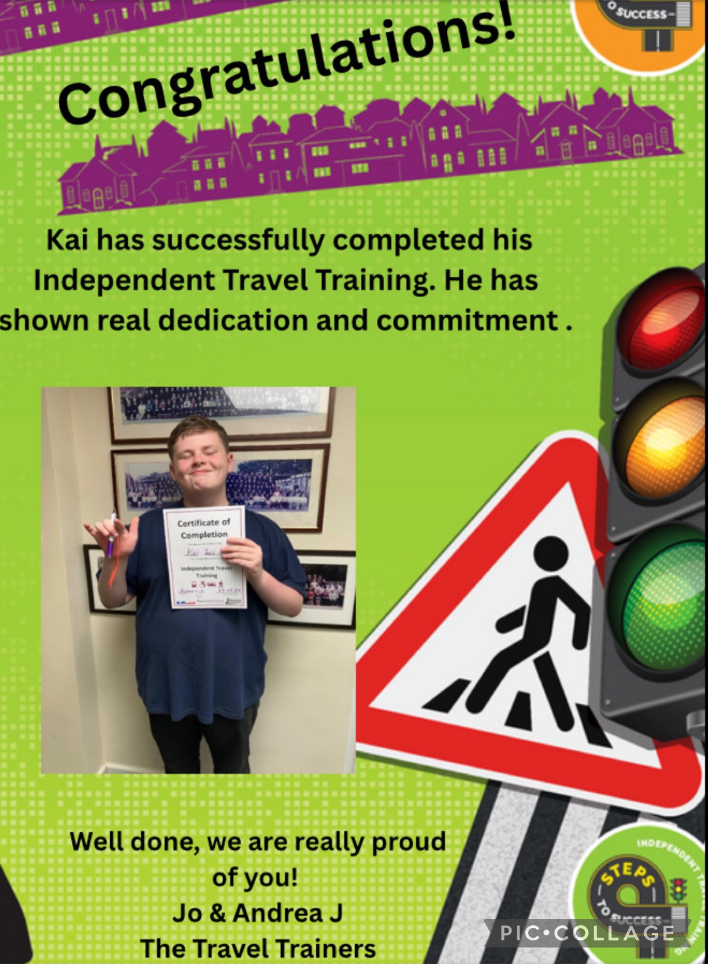 Image of Kai completes his travel training! 
