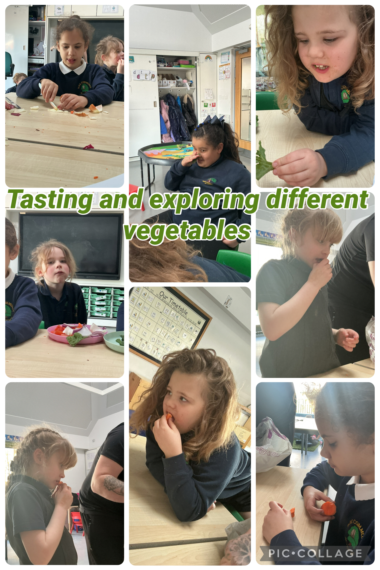 Image of 2M tasting and exploring different vegetables