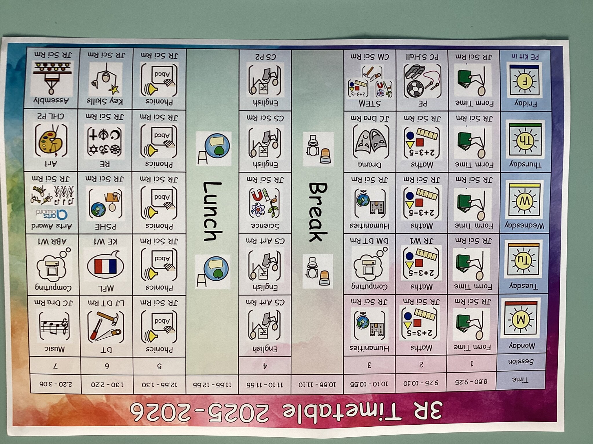 Image of 3Rs Timetable 