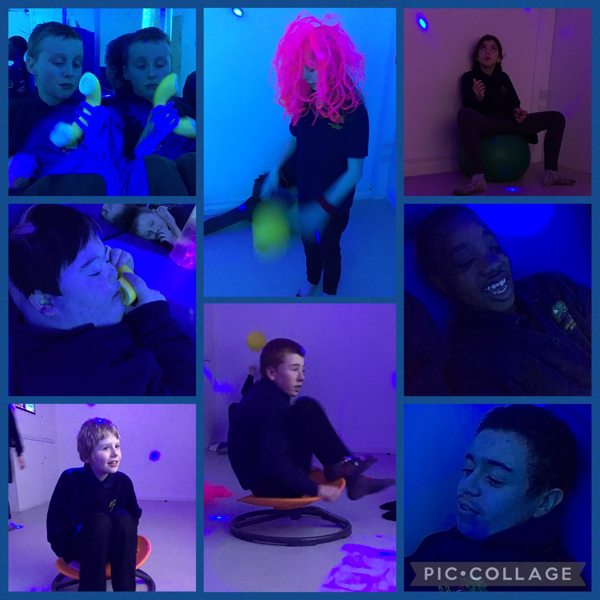 Image of Enjoying the new equipment in the sensory room 