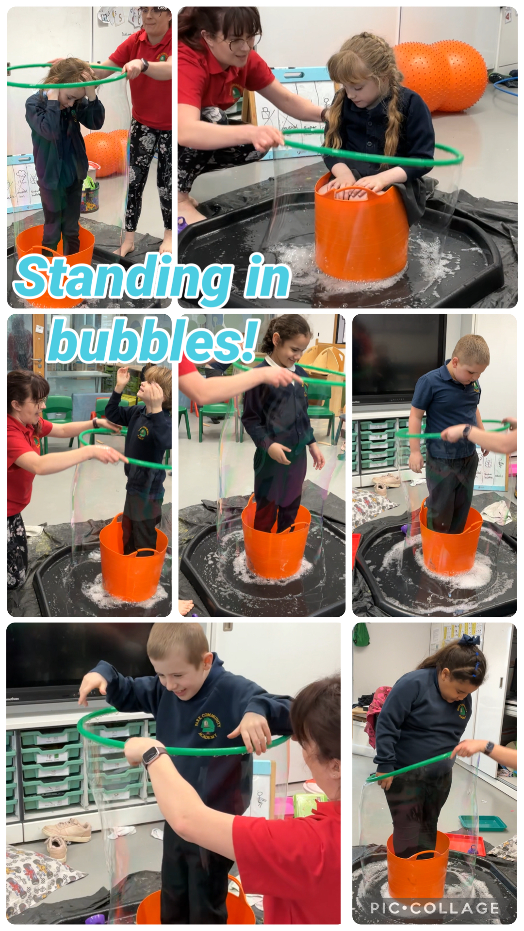 Image of Standing in bubbles 