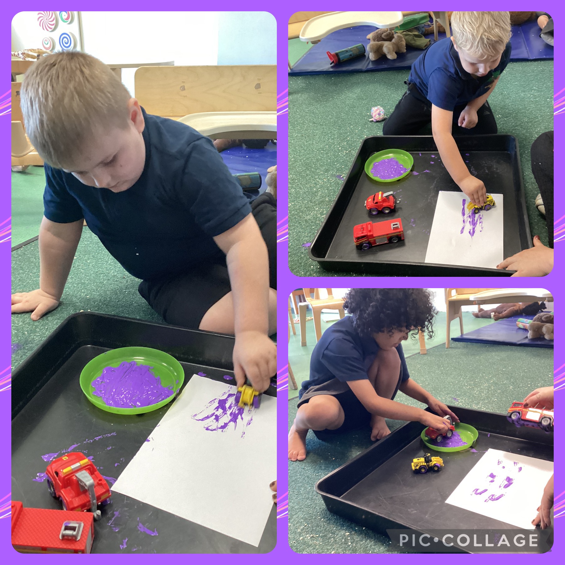 Image of Bucket time- making tracks with paint.